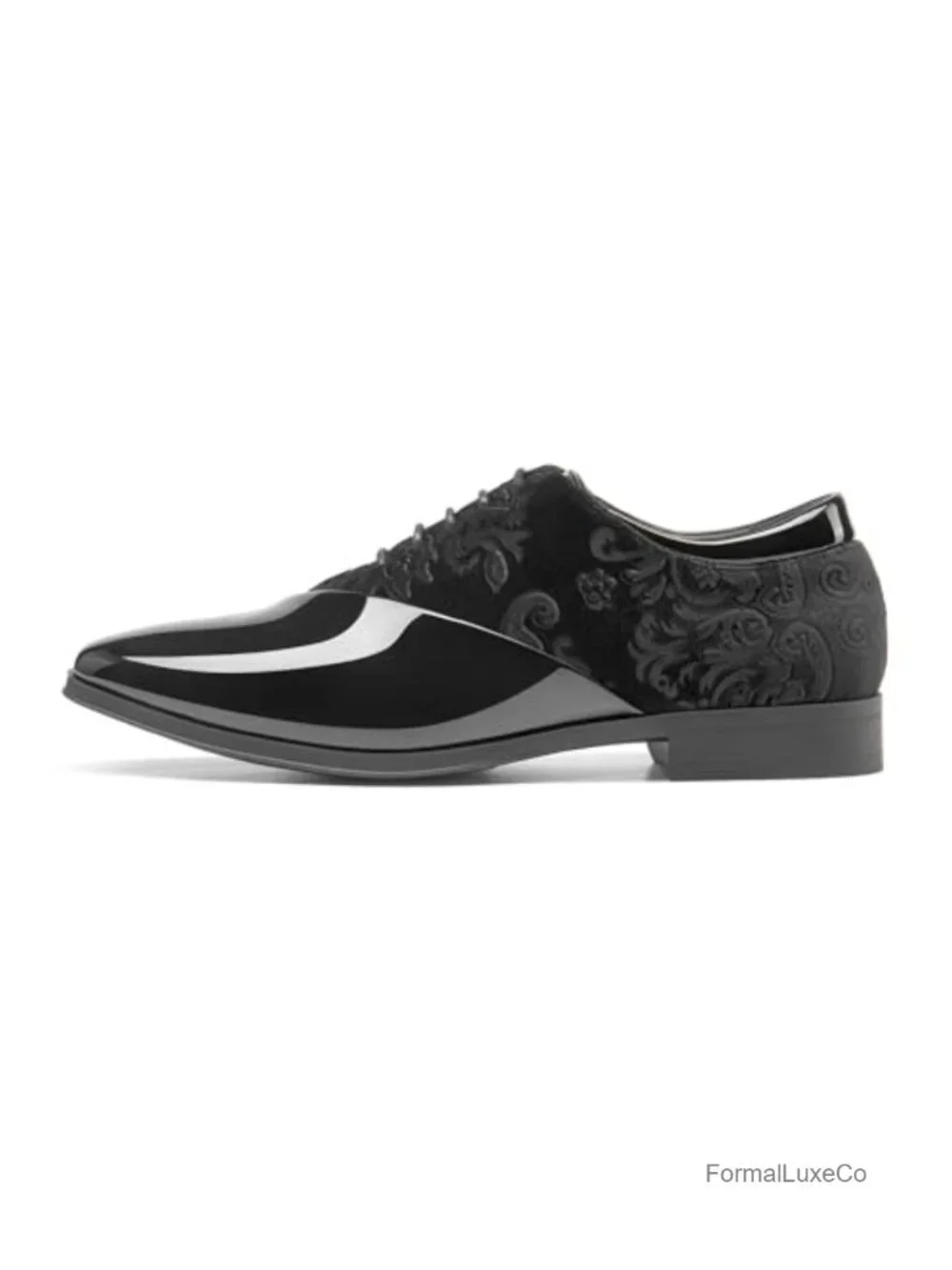 Men's Patent Velvet Oxfords Dress Shoes Formal Lace-Up Tuxedo Shoes